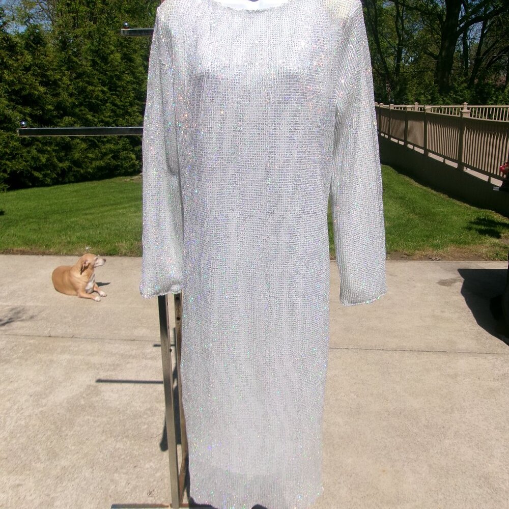NWT CLUB L LONDON SILVER SEQUIN DRESS 20UK/16